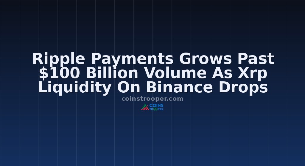 Ripple Payments Grows Past $100 Billion Volume As Xrp Liquidity On Binance Drops