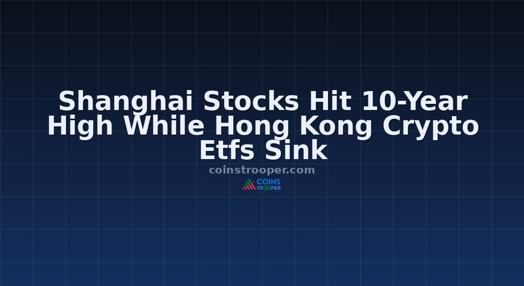 Shanghai Stocks Hit 10-Year High While Hong Kong Crypto Etfs Sink