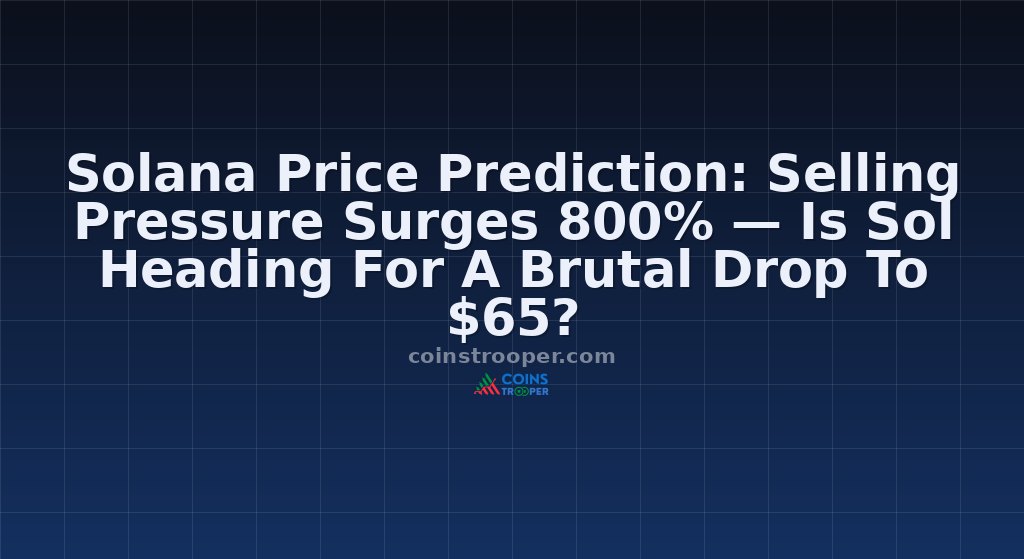 Solana Price Prediction: Selling Pressure Surges 800% — Is Sol Heading For A Brutal Drop To $65?