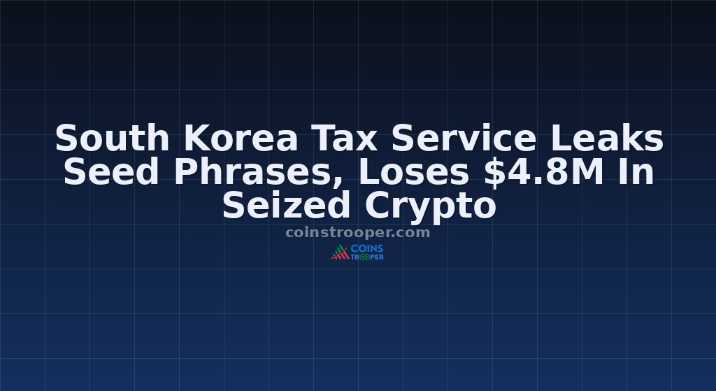 South Korea Tax Service Leaks Seed Phrases, Loses $4.8M In Seized Crypto