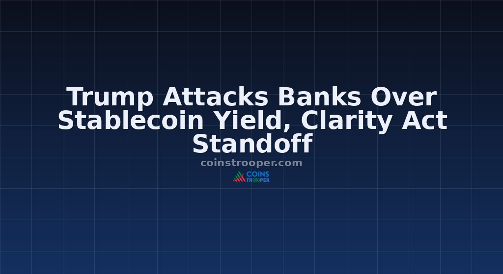 Trump Attacks Banks Over Stablecoin Yield, Clarity Act Standoff