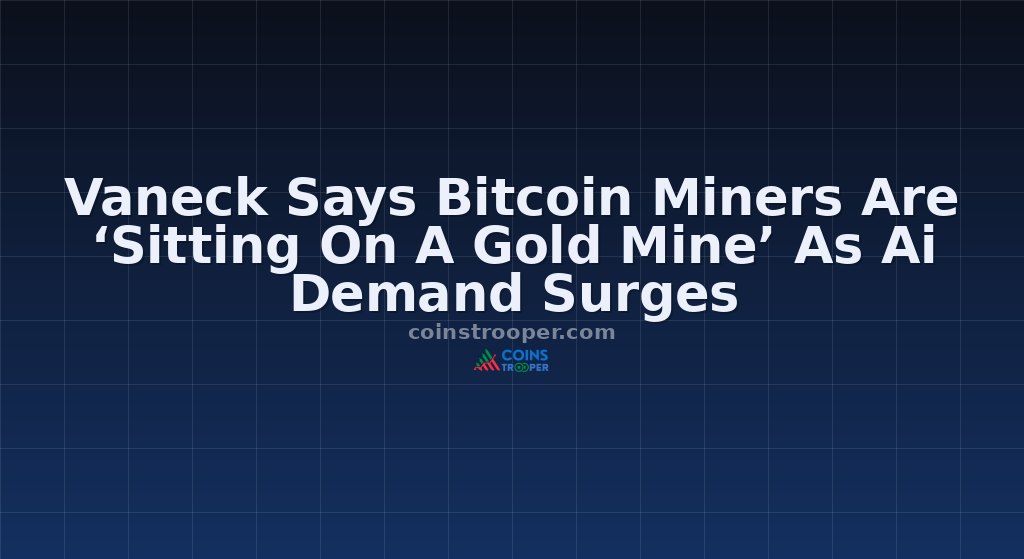 Vaneck Says Bitcoin Miners Are ‘Sitting On A Gold Mine’ As Ai Demand Surges