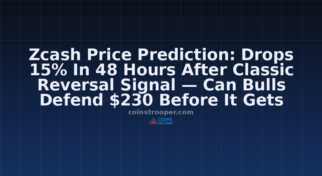 Zcash Price Prediction: Drops 15% In 48 Hours After Classic Reversal Signal — Can Bulls Defend $230 Before It Gets Ugly?