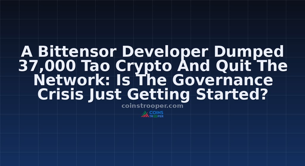 A Bittensor Developer Dumped 37,000 Tao Crypto And Quit The Network: Is The Governance Crisis Just Getting Started?