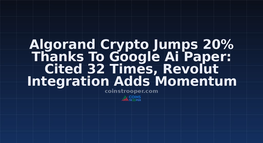 Algorand Crypto Jumps 20% Thanks To Google Ai Paper: Cited 32 Times, Revolut Integration Adds Momentum