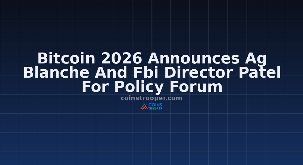 Bitcoin 2026 Announces Ag Blanche And Fbi Director Patel For Policy Forum