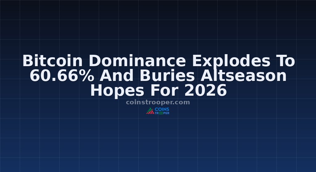 Bitcoin Dominance Explodes To 60.66% And Buries Altseason Hopes For 2026