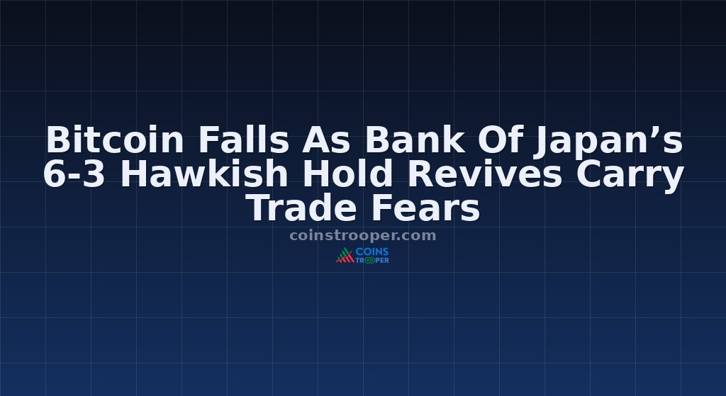 Bitcoin Falls As Bank Of Japan’s 6-3 Hawkish Hold Revives Carry Trade Fears