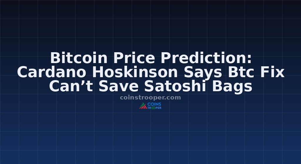 Bitcoin Price Prediction: Cardano Hoskinson Says Btc Fix Can’t Save Satoshi Bags