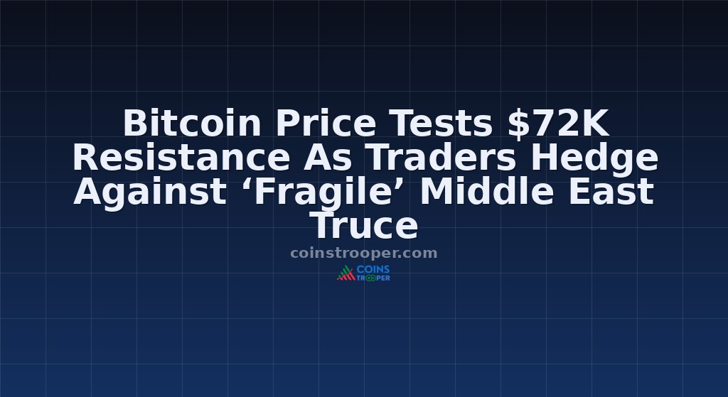 Bitcoin Price Tests $72K Resistance As Traders Hedge Against ‘Fragile’ Middle East Truce