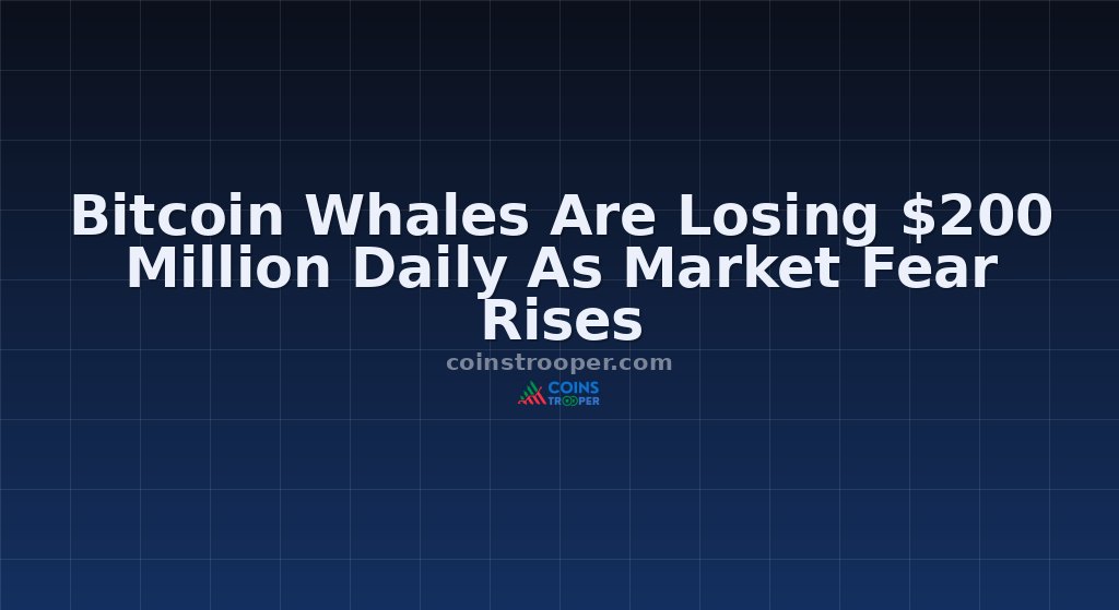 Bitcoin Whales Are Losing $200 Million Daily As Market Fear Rises