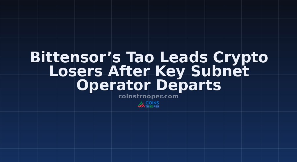 Bittensor’s Tao Leads Crypto Losers After Key Subnet Operator Departs