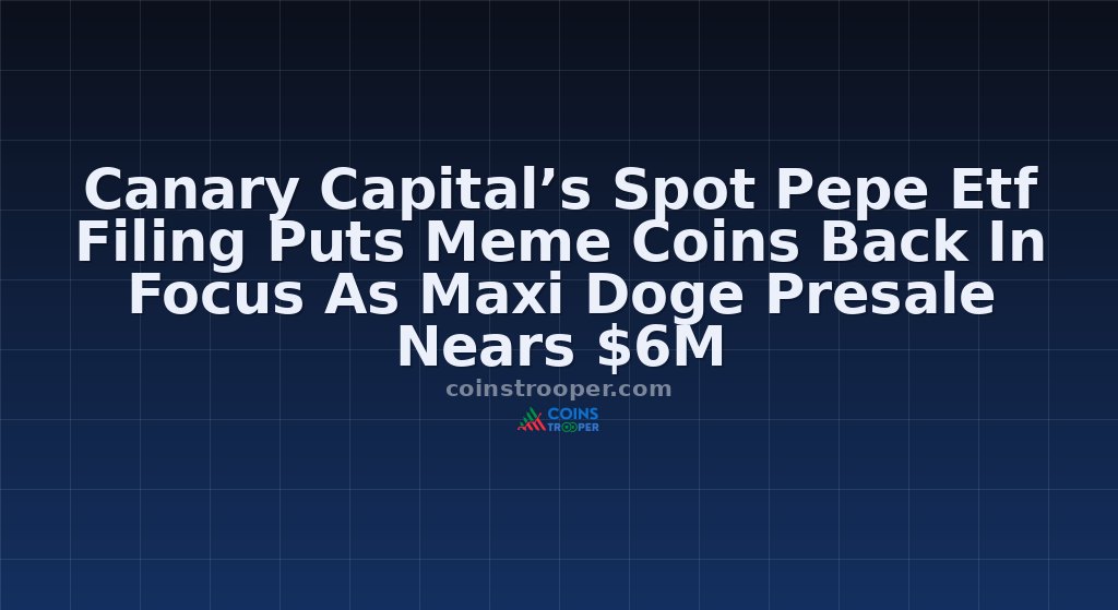 Canary Capital’s Spot Pepe Etf Filing Puts Meme Coins Back In Focus As Maxi Doge Presale Nears $6M