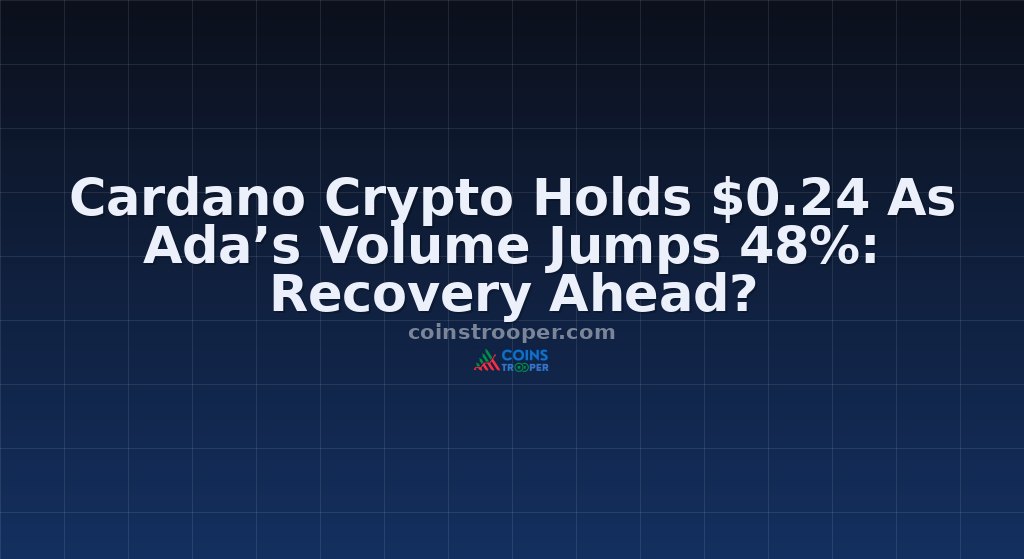 Cardano Crypto Holds $0.24 As Ada’s Volume Jumps 48%: Recovery Ahead?