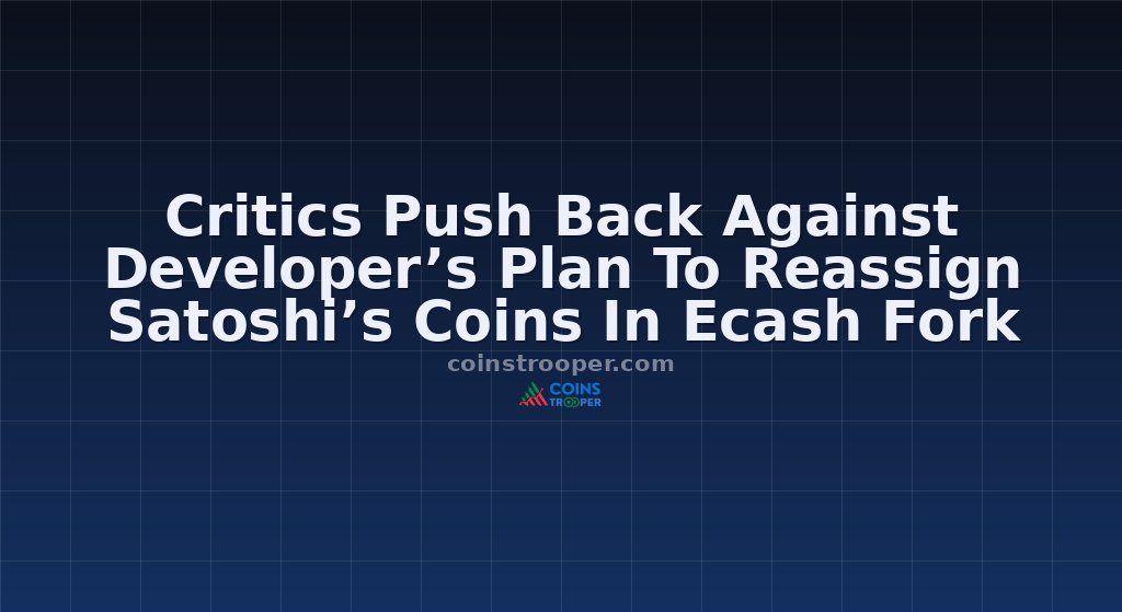Critics Push Back Against Developer’s Plan To Reassign Satoshi’s Coins In Ecash Fork