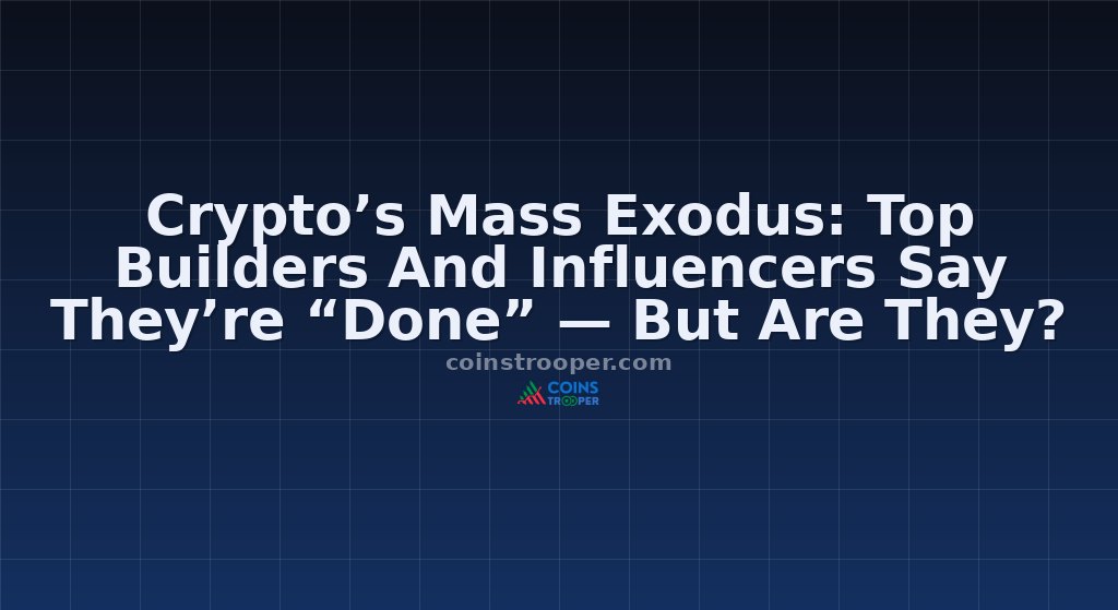 Crypto’s Mass Exodus: Top Builders And Influencers Say They’re “Done” — But Are They?