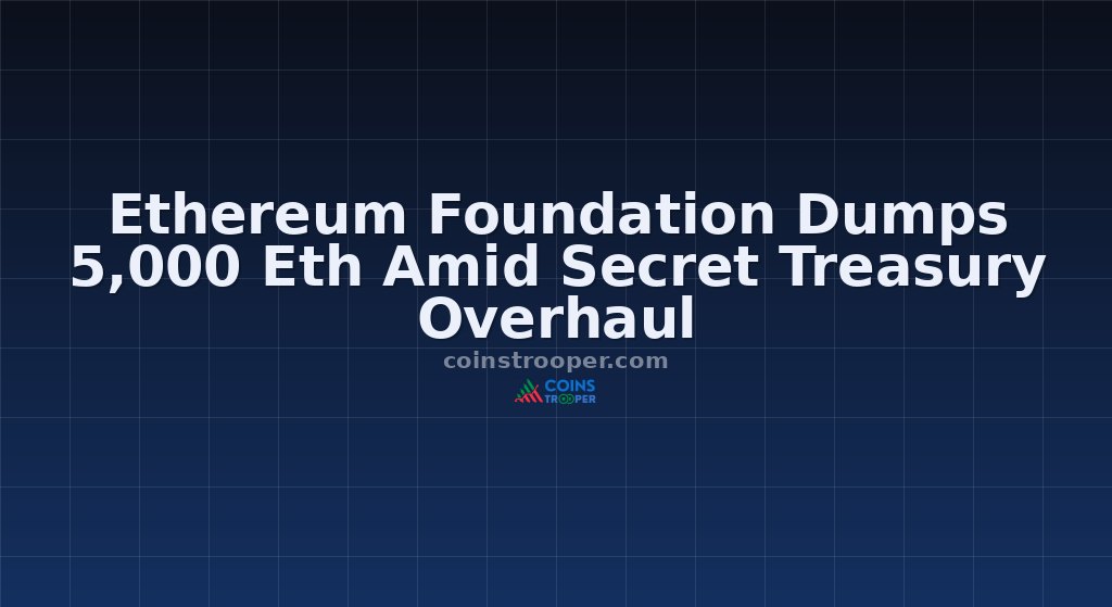 Ethereum Foundation Dumps 5,000 Eth Amid Secret Treasury Overhaul
