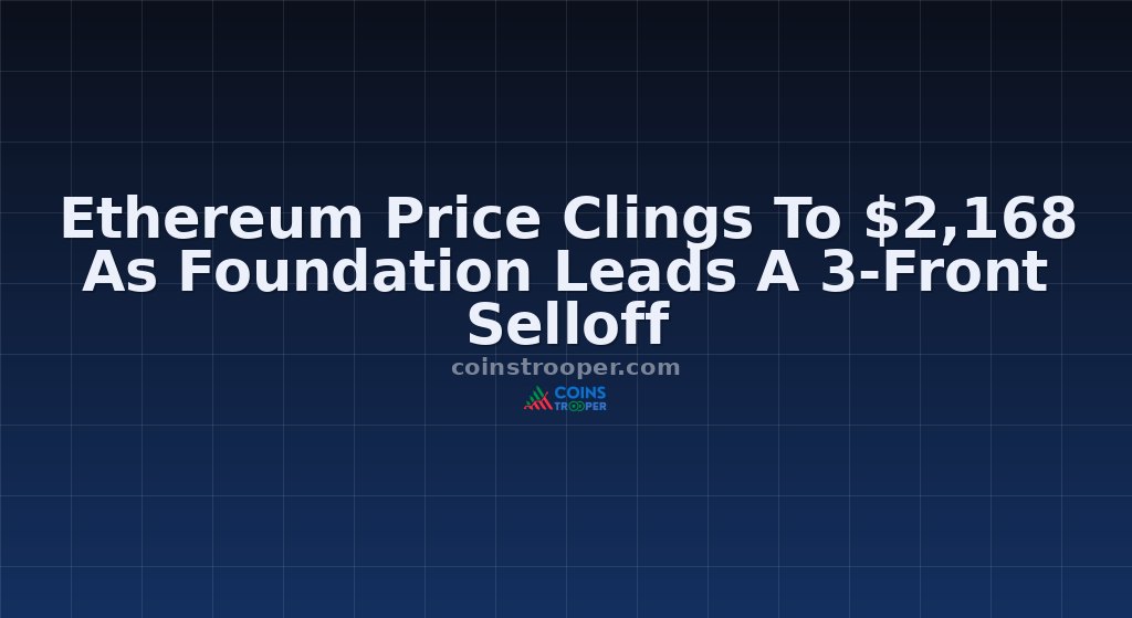 Ethereum Price Clings To $2,168 As Foundation Leads A 3-Front Selloff