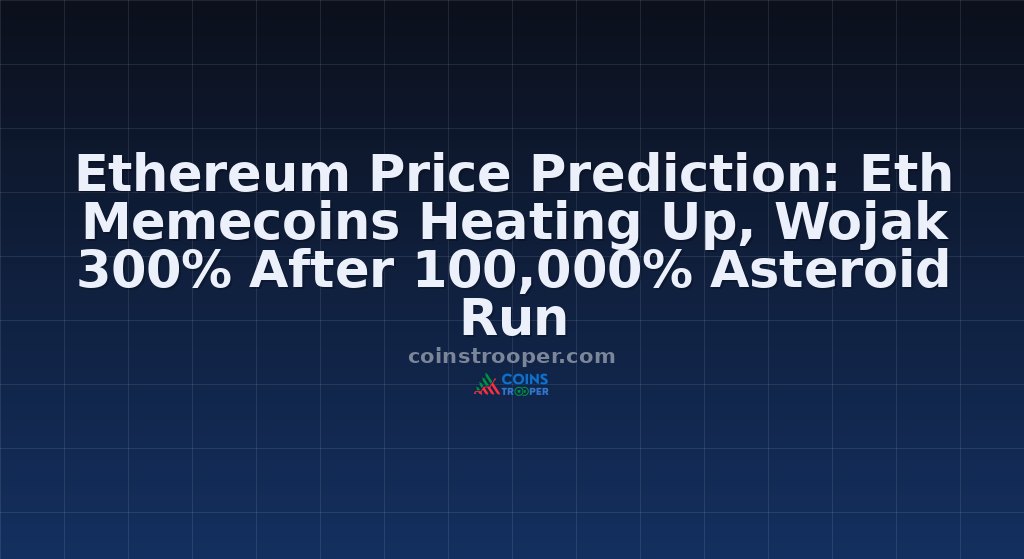 Ethereum Price Prediction: Eth Memecoins Heating Up, Wojak 300% After 100,000% Asteroid Run