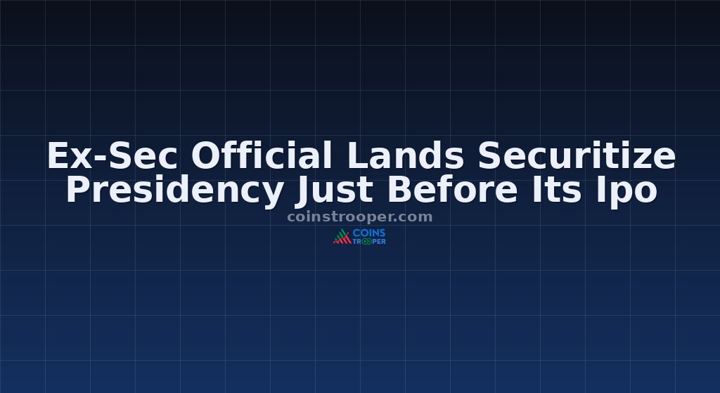 Ex-Sec Official Lands Securitize Presidency Just Before Its Ipo