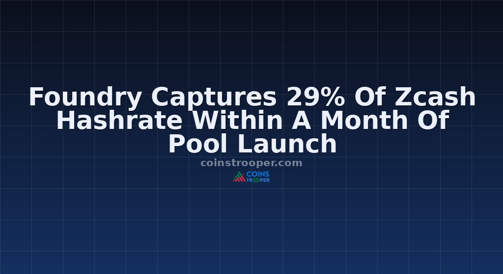 Foundry Captures 29% Of Zcash Hashrate Within A Month Of Pool Launch
