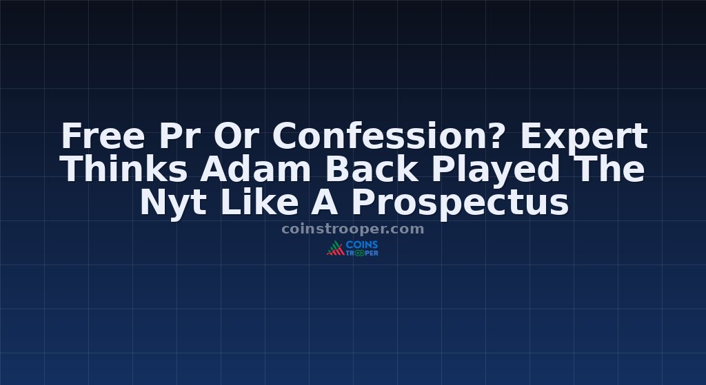 Free Pr Or Confession? Expert Thinks Adam Back Played The Nyt Like A Prospectus