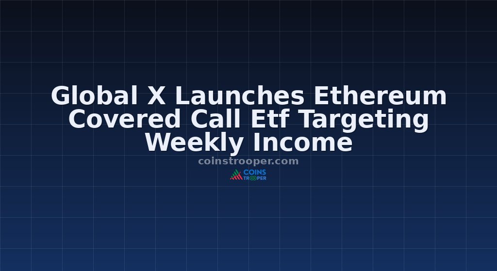 Global X Launches Ethereum Covered Call Etf Targeting Weekly Income