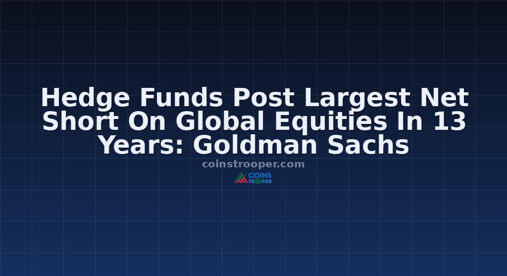 Hedge Funds Post Largest Net Short On Global Equities In 13 Years: Goldman Sachs