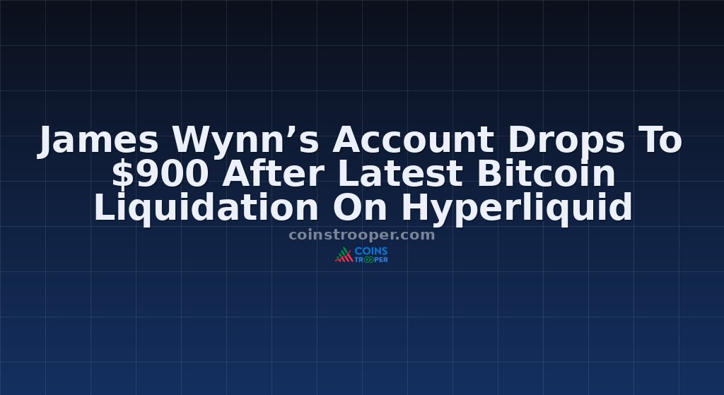 James Wynn’s Account Drops To $900 After Latest Bitcoin Liquidation On Hyperliquid