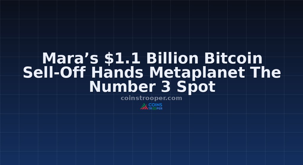 Mara’s $1.1 Billion Bitcoin Sell-Off Hands Metaplanet The Number 3 Spot