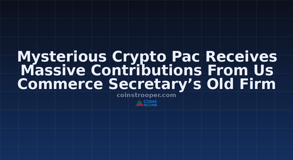 Mysterious Crypto Pac Receives Massive Contributions From Us Commerce Secretary’s Old Firm