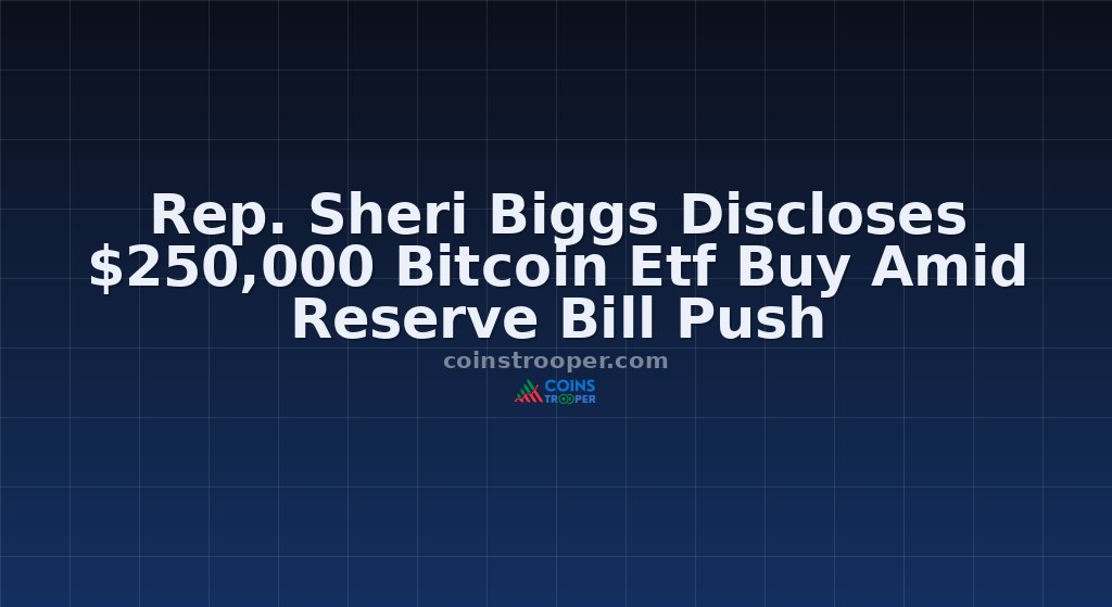 Rep. Sheri Biggs Discloses $250,000 Bitcoin Etf Buy Amid Reserve Bill Push
