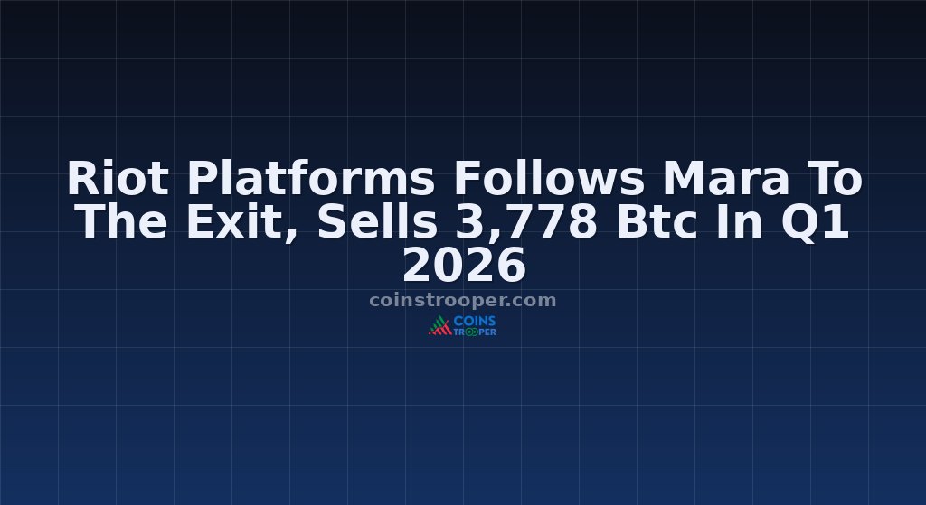 Riot Platforms Follows Mara To The Exit, Sells 3,778 Btc In Q1 2026