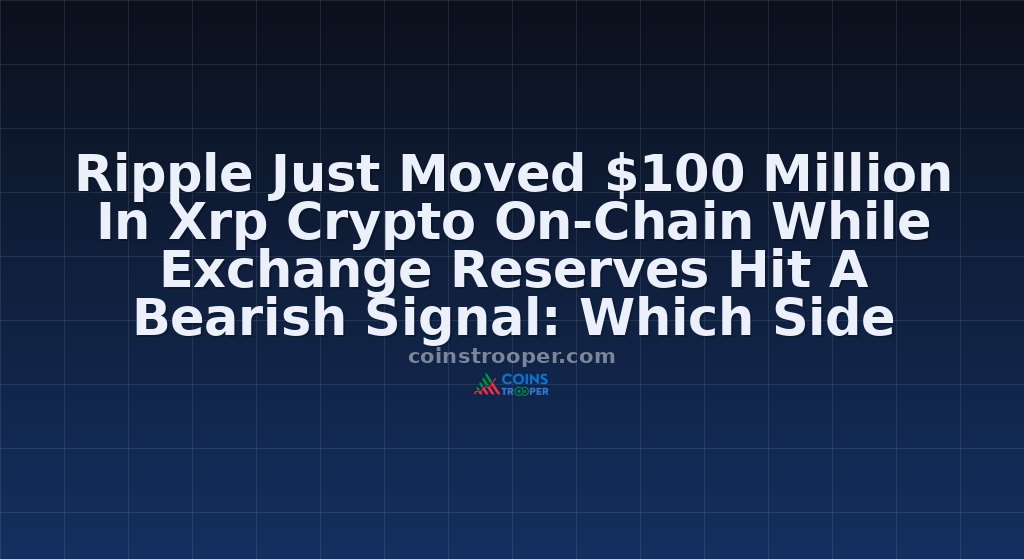 Ripple Just Moved $100 Million In Xrp Crypto On-Chain While Exchange Reserves Hit A Bearish Signal: Which Side Wins?