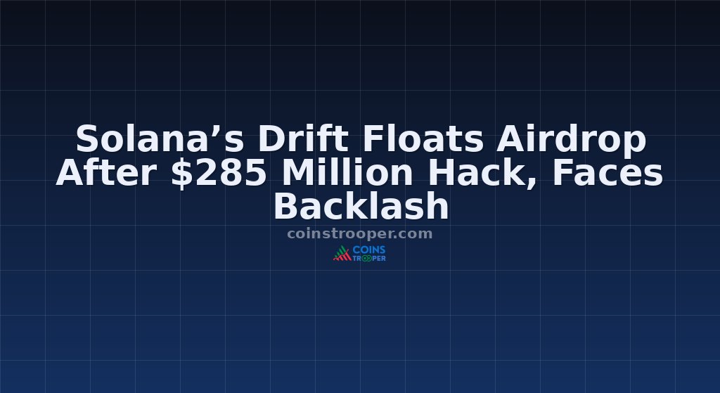 Solana’s Drift Floats Airdrop After $285 Million Hack, Faces Backlash
