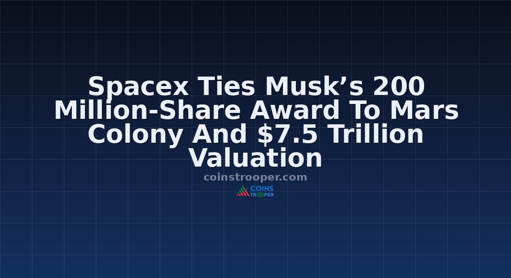 Spacex Ties Musk’s 200 Million-Share Award To Mars Colony And $7.5 Trillion Valuation