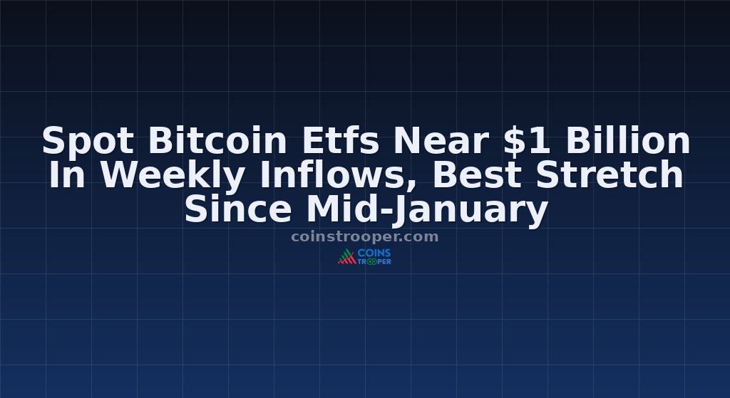 Spot Bitcoin Etfs Near $1 Billion In Weekly Inflows, Best Stretch Since Mid-January