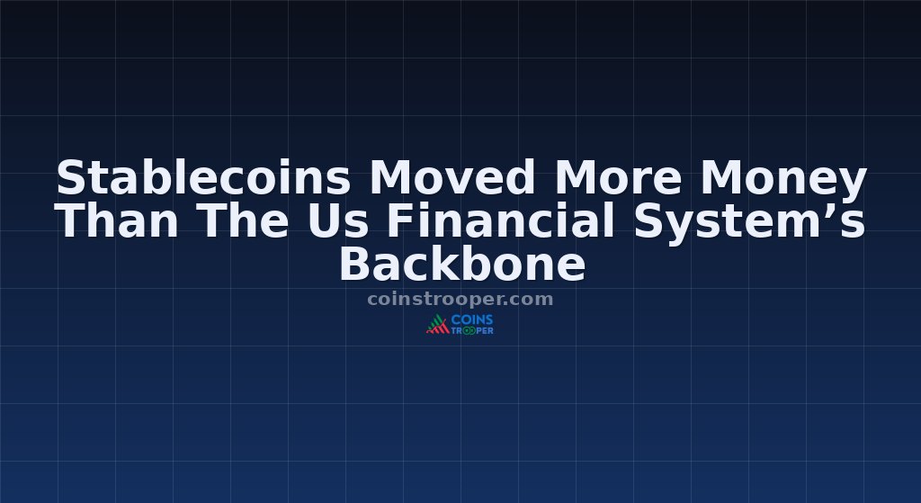 Stablecoins Moved More Money Than The Us Financial System’s Backbone