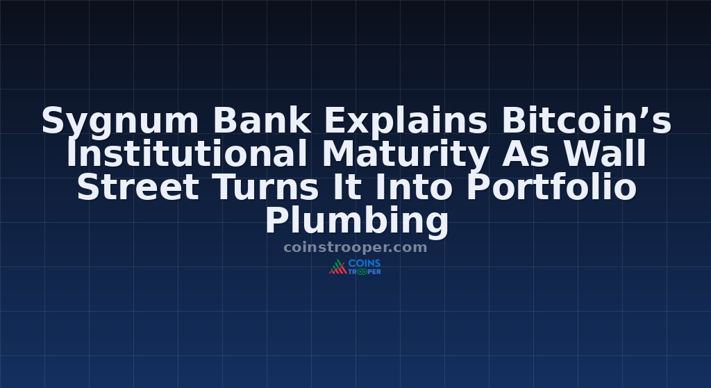 Sygnum Bank Explains Bitcoin’s Institutional Maturity As Wall Street Turns It Into Portfolio Plumbing