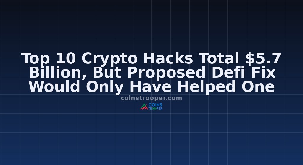Top 10 Crypto Hacks Total $5.7 Billion, But Proposed Defi Fix Would Only Have Helped One