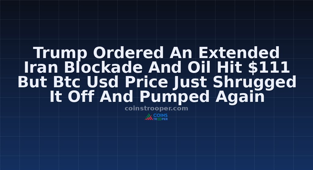 Trump Ordered An Extended Iran Blockade And Oil Hit $111 But Btc Usd Price Just Shrugged It Off And Pumped Again