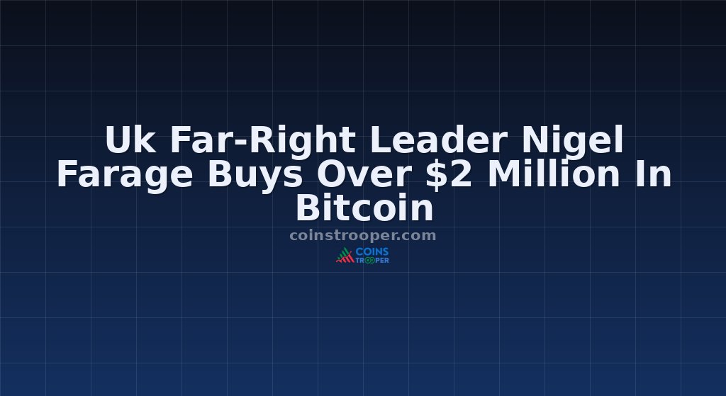 Uk Far-Right Leader Nigel Farage Buys Over $2 Million In Bitcoin