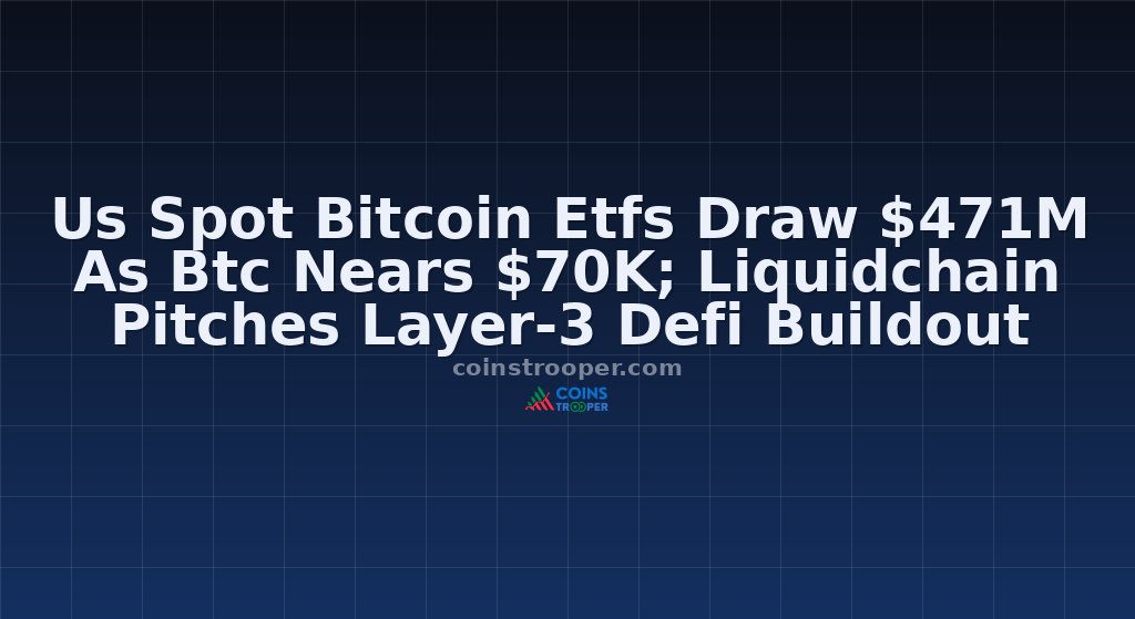 Us Spot Bitcoin Etfs Draw $471M As Btc Nears $70K; Liquidchain Pitches Layer-3 Defi Buildout