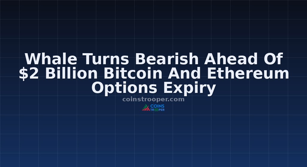 Whale Turns Bearish Ahead Of $2 Billion Bitcoin And Ethereum Options Expiry
