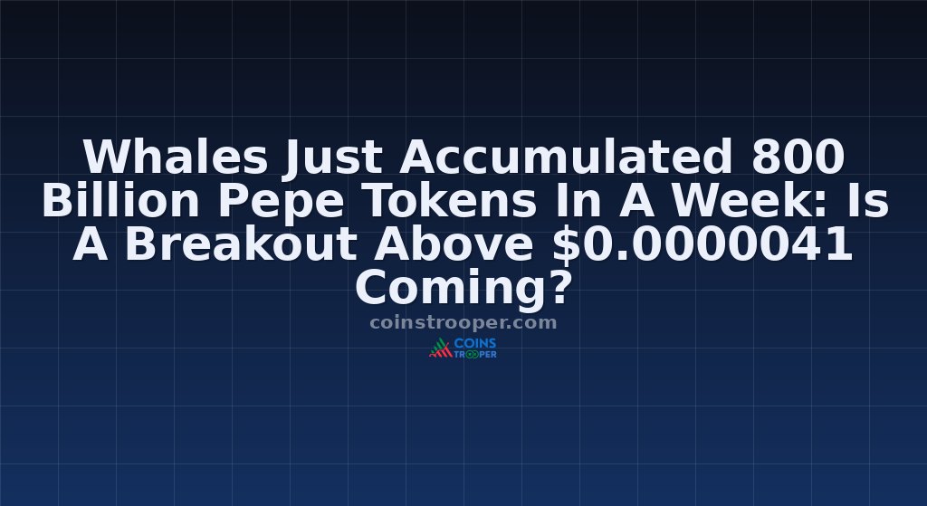Whales Just Accumulated 800 Billion Pepe Tokens In A Week: Is A Breakout Above $0.0000041 Coming?