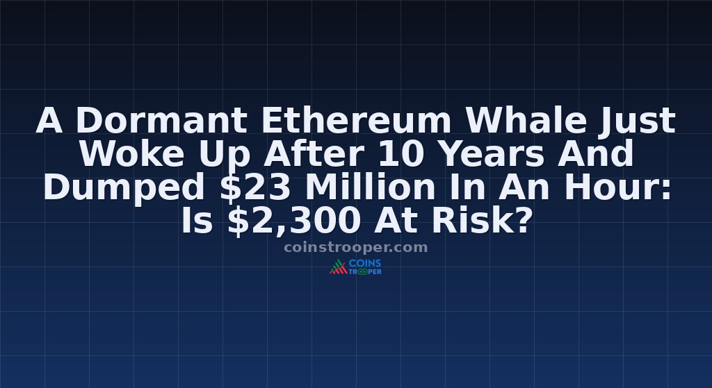 A Dormant Ethereum Whale Just Woke Up After 10 Years And Dumped $23 Million In An Hour: Is $2,300 At Risk?