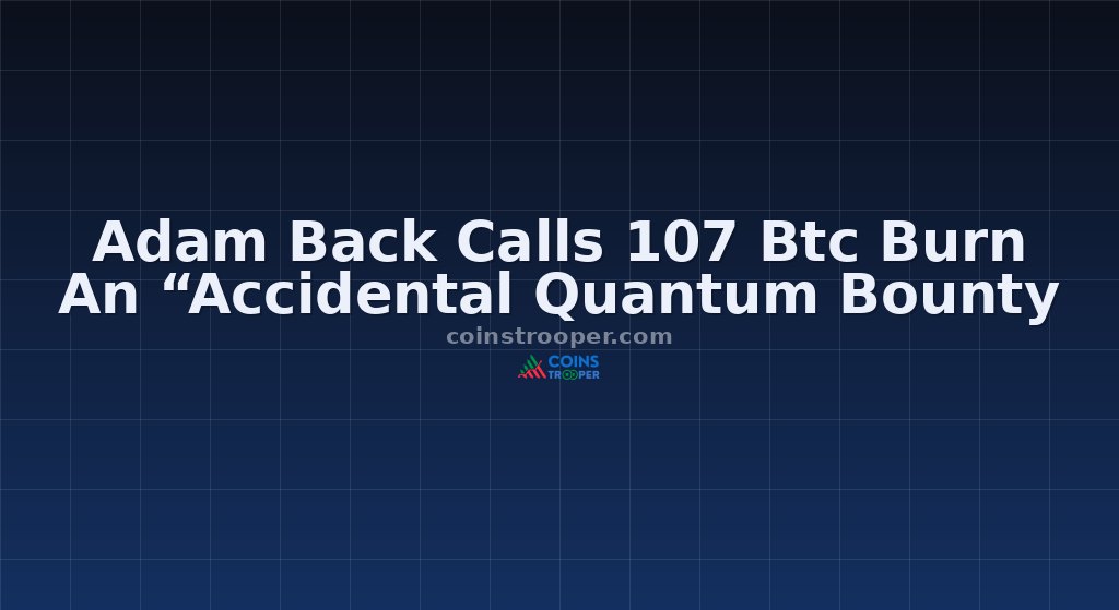 Adam Back Calls 107 Btc Burn An “Accidental Quantum Bounty