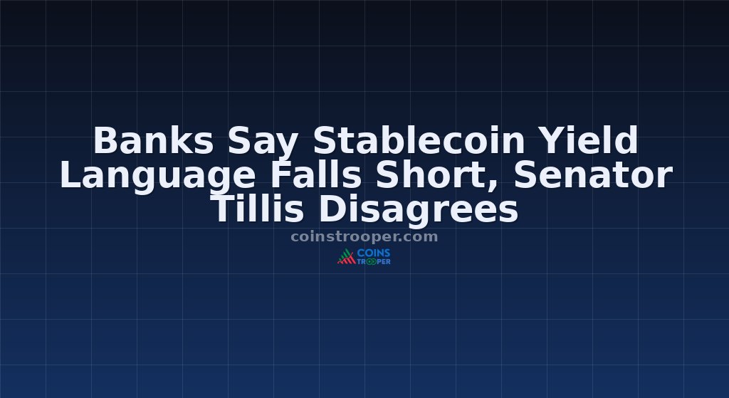 Banks Say Stablecoin Yield Language Falls Short, Senator Tillis Disagrees