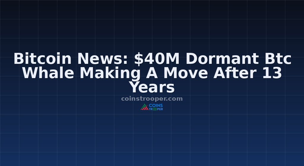 Bitcoin News: $40M Dormant Btc Whale Making A Move After 13 Years
