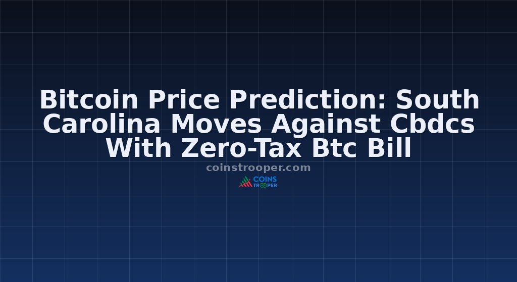 Bitcoin Price Prediction: South Carolina Moves Against Cbdcs With Zero-Tax Btc Bill